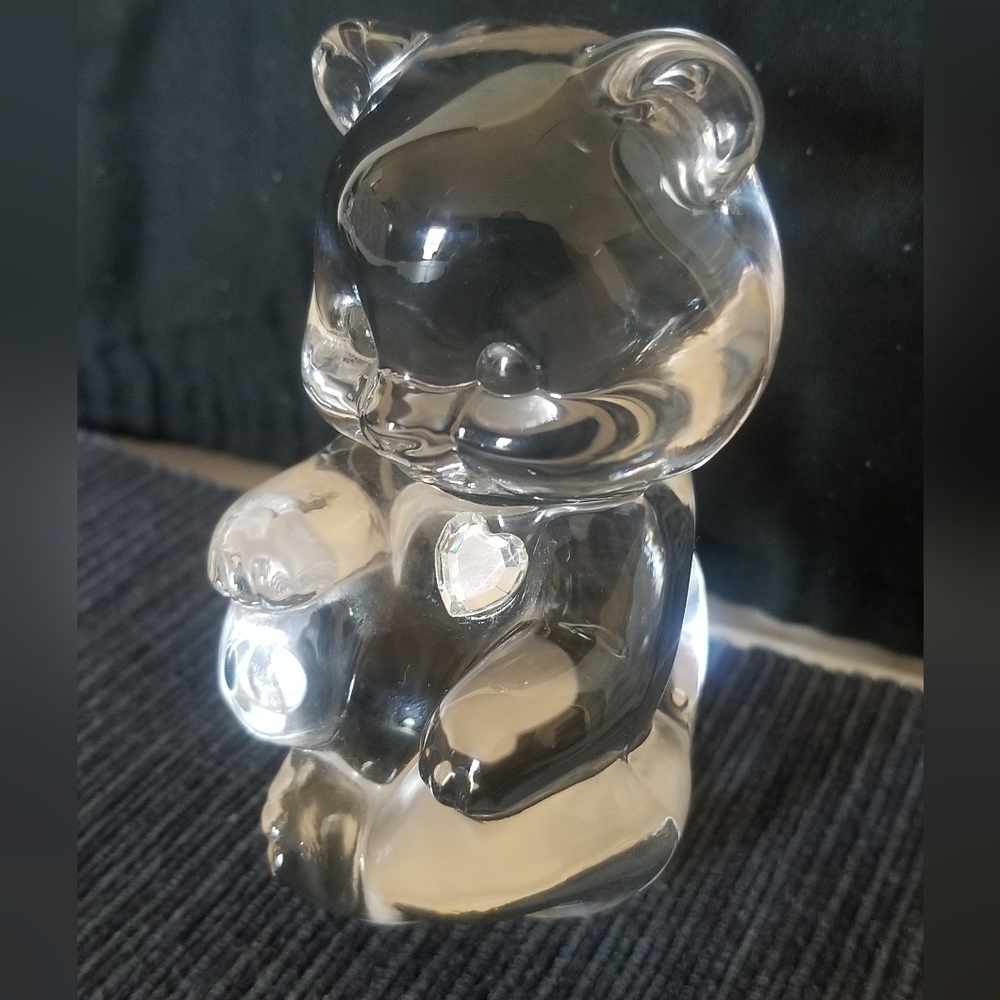 Vintage Fenton Swarovski Crystal Heart April Birthstone Bear